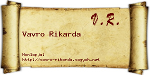 Vavro Rikarda névjegykártya